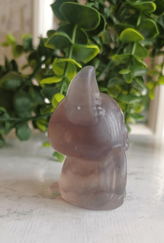 Light Purple Fluorite Cute Bat Carving