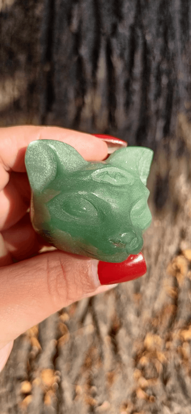 Green Aventurine Third Eye Cat Head