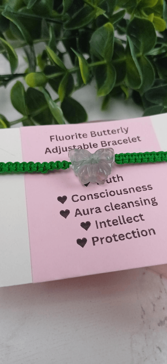 Fluorite Butterfly Adjustable Bracelet 