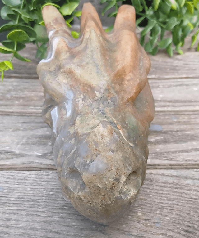 Large Moss Agate Dragon Head (1.445kg)