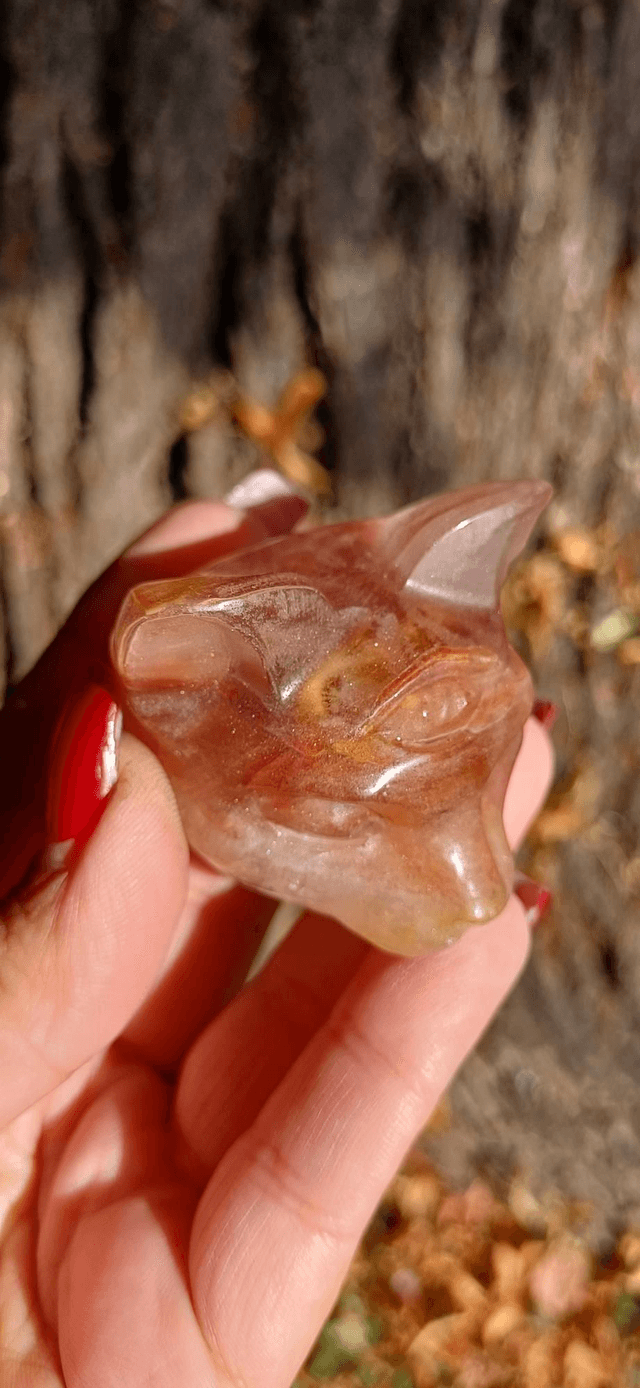 Fire Quartz Third Eye Cat head #1