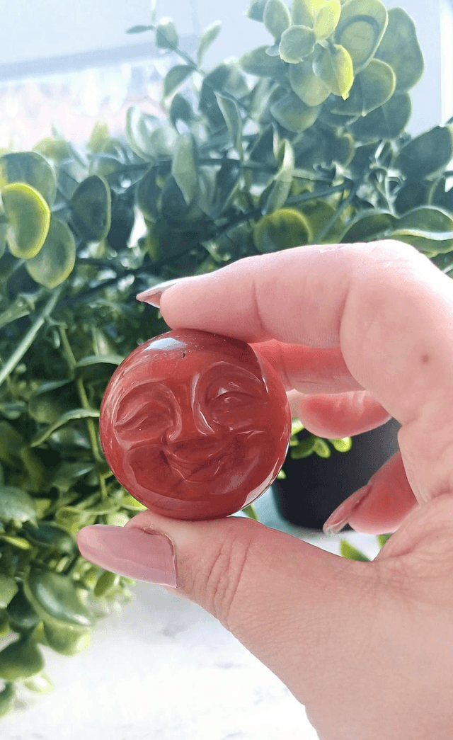 Red Jasper Smiling Moon Sphere