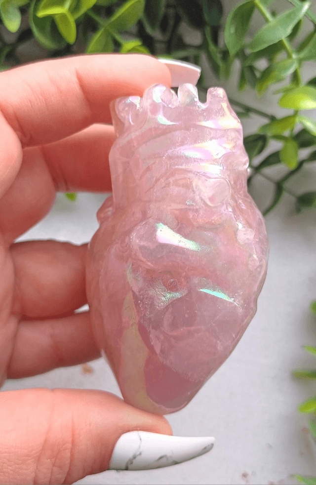 Aura Rose Quartz Anatomical Heart