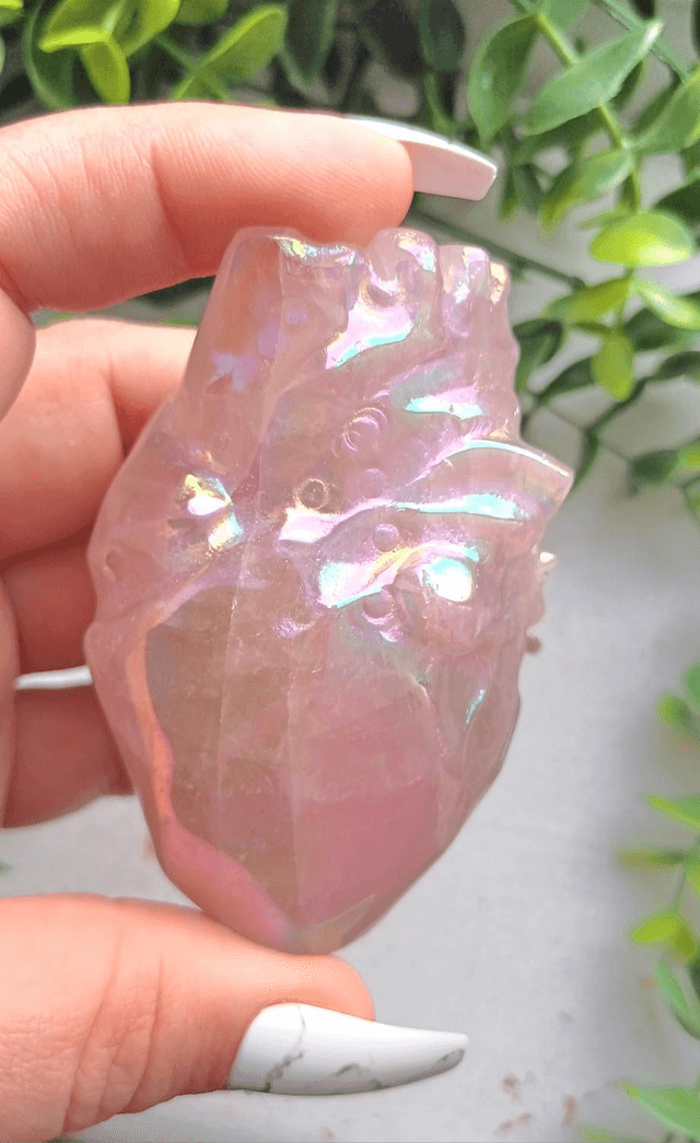 Aura Rose Quartz Anatomical Heart