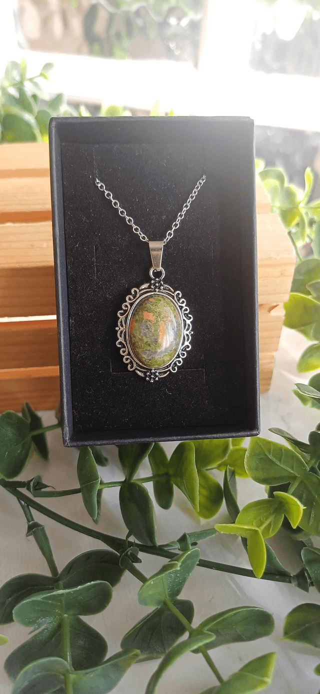 Unakite Pendant with 925 silver chain