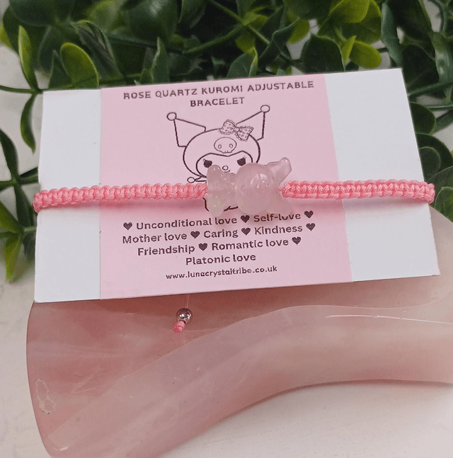 Rose Quartz Kuromi Adjustable Bracelet 