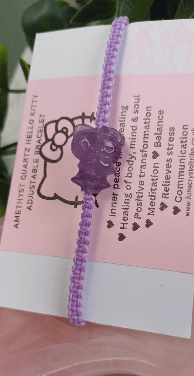 Amethyst Hello Kitty Adjustable Bracelet