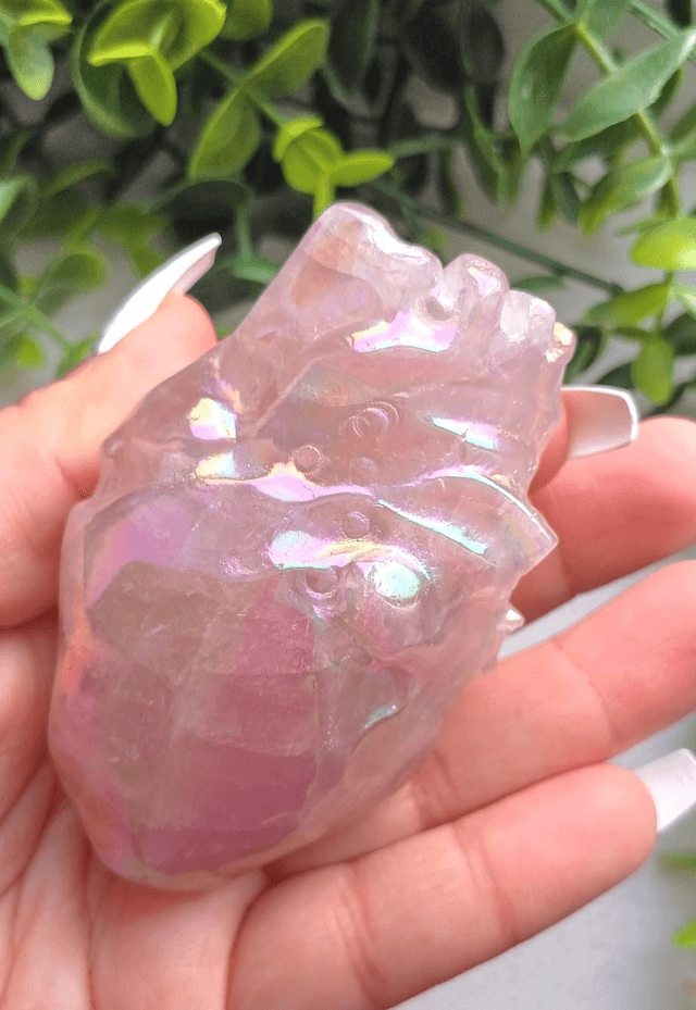 Aura Rose Quartz Anatomical Heart