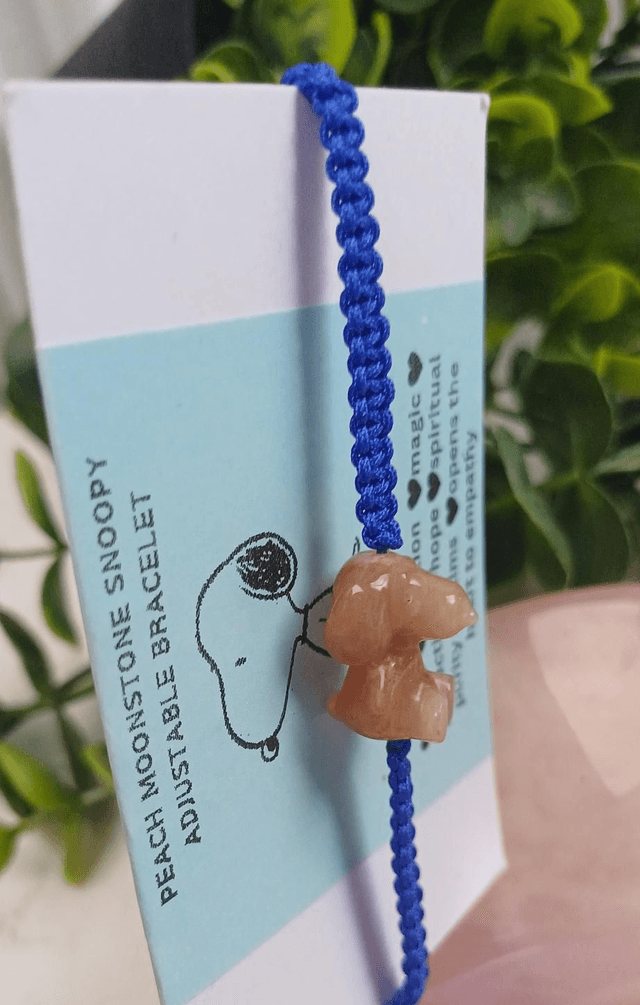 Snoopy Peach Moonstone Adjustable Bracelet