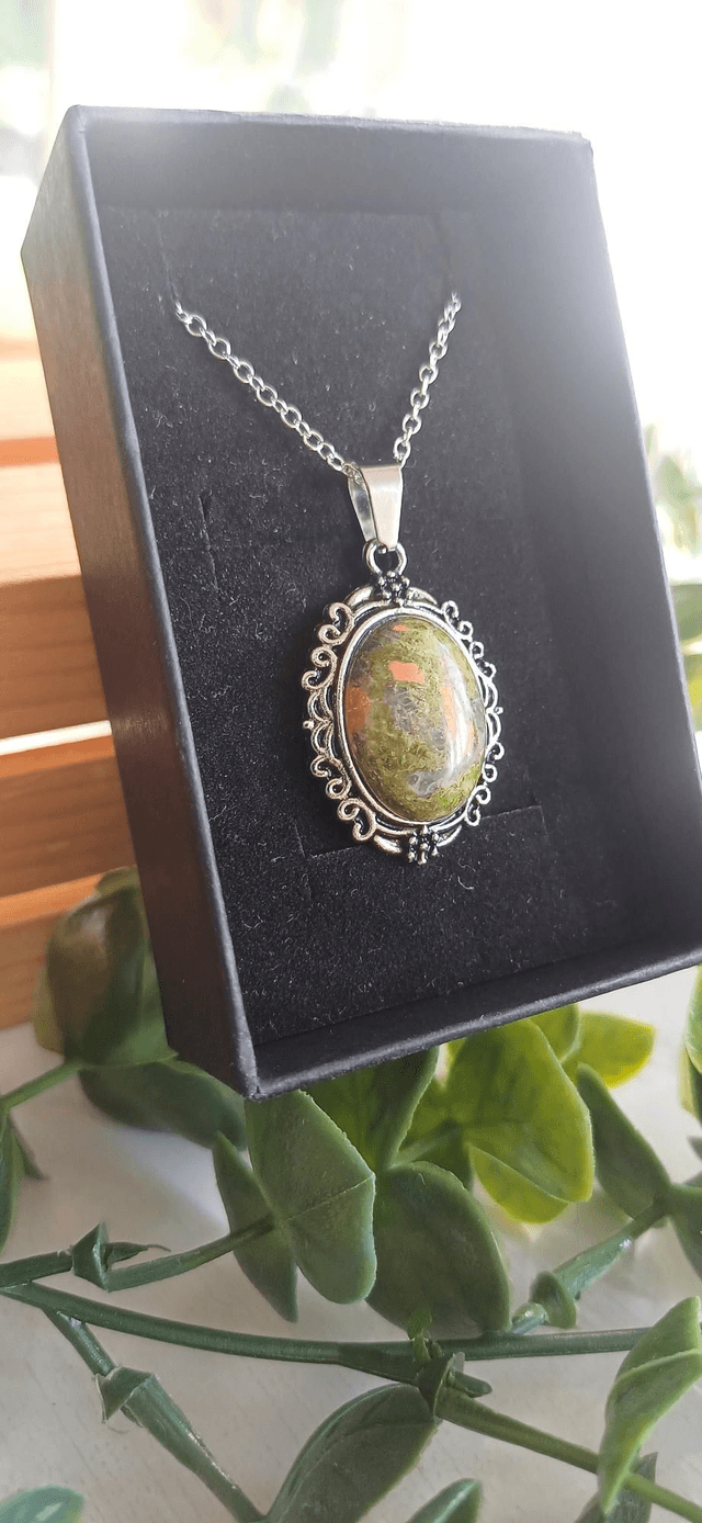 Unakite Pendant with 925 silver chain