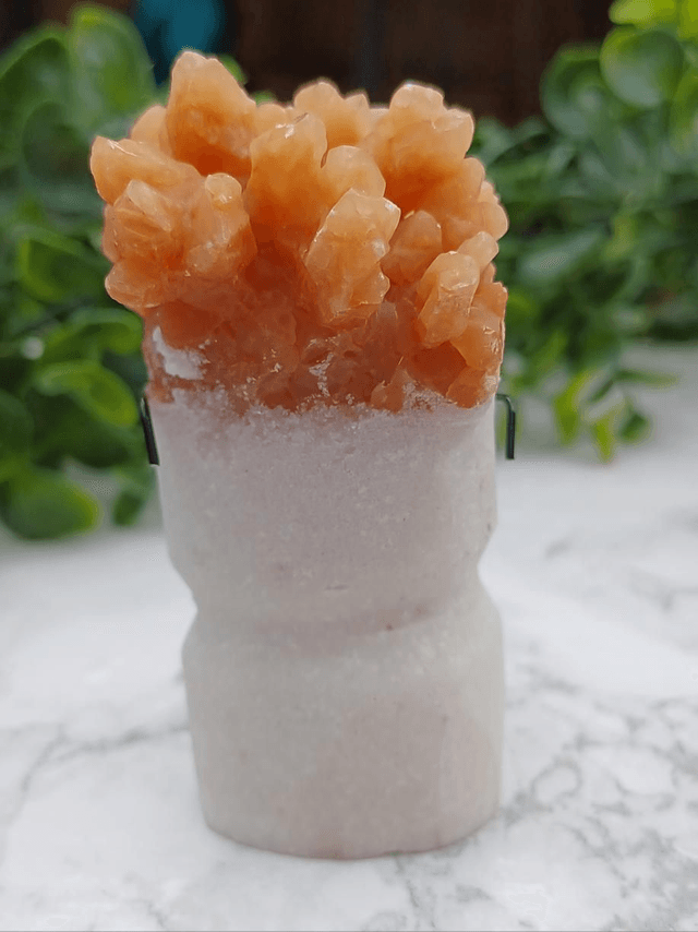 Crystal Critter Ron. Dogtooth Orange Calcite