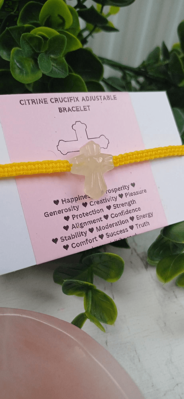 Citrine Cross Adjustable Bracelet 