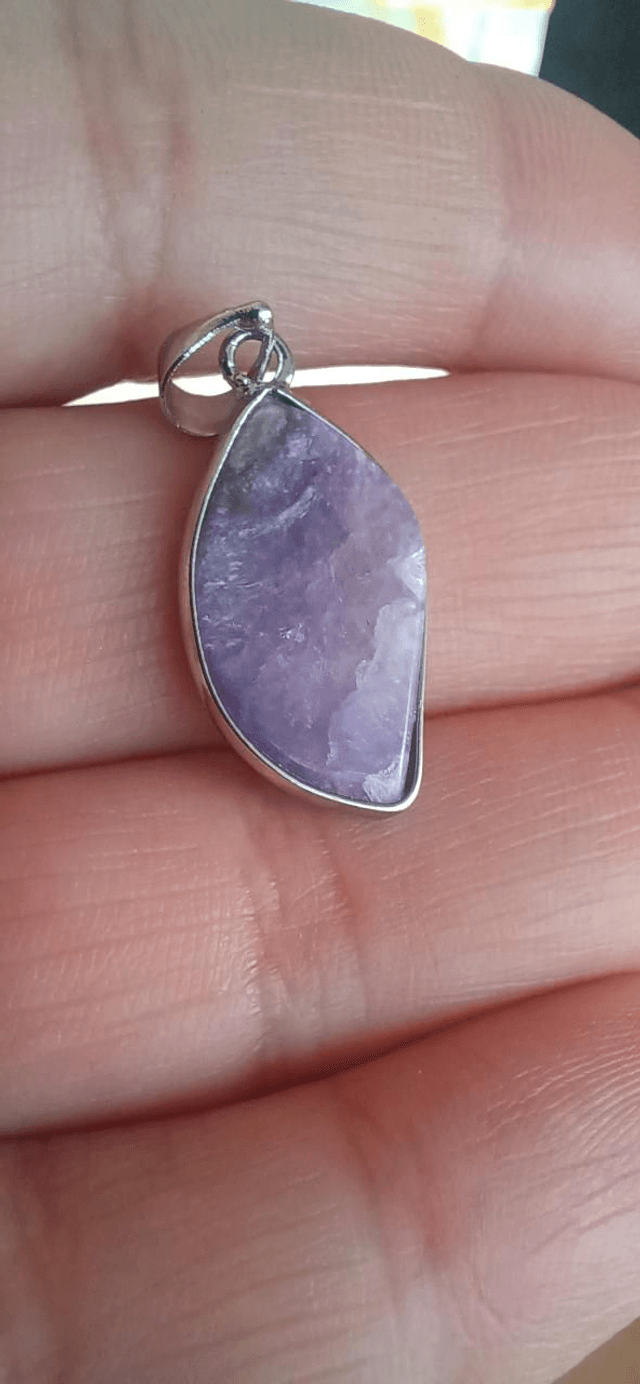 Charoite Pendant on 925 Silver Plated Necklace chain
