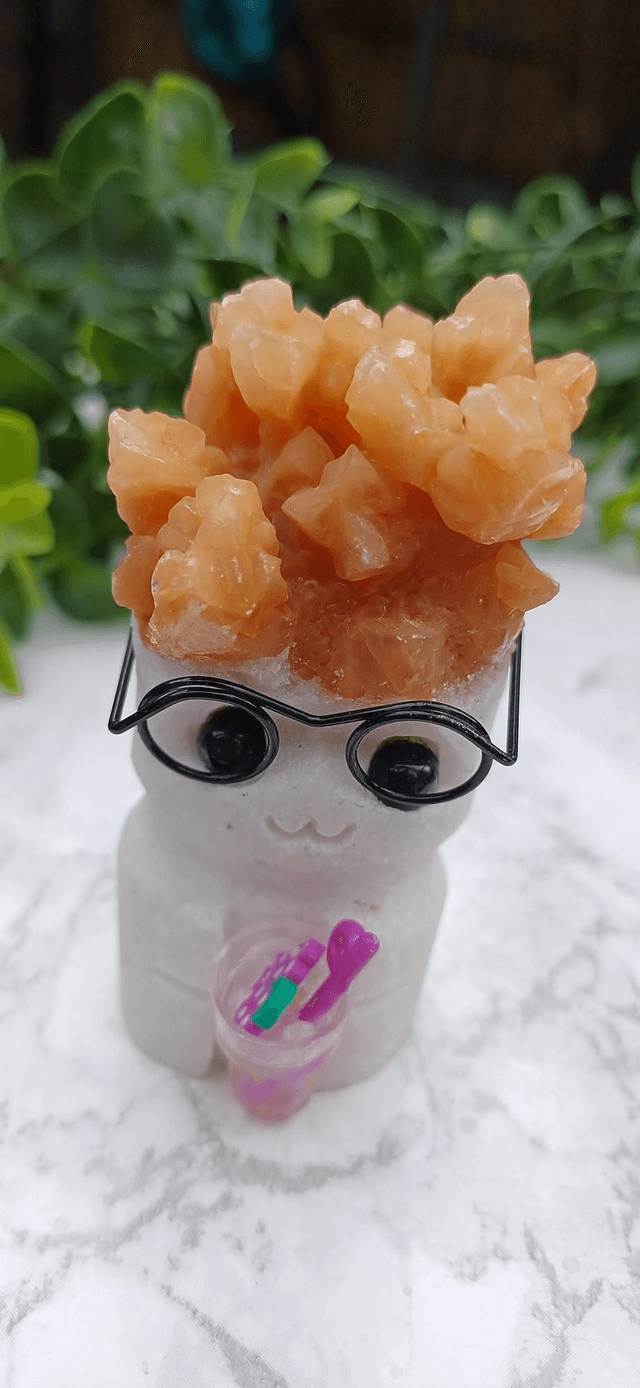 Crystal Critter Ron. Dogtooth Orange Calcite