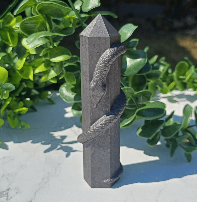 Shungite Tower with Snake