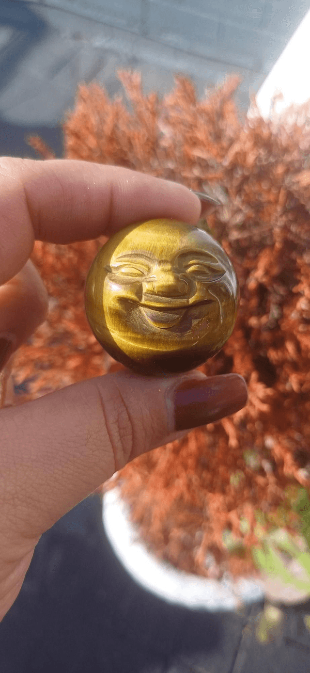 Tiger&#039;s Eye Moon Face Sphere 