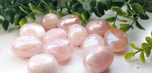 Aura Rose Quartz Tumbles