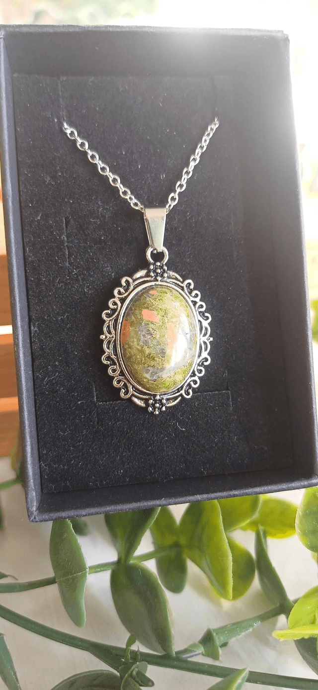 Unakite Pendant with 925 silver chain