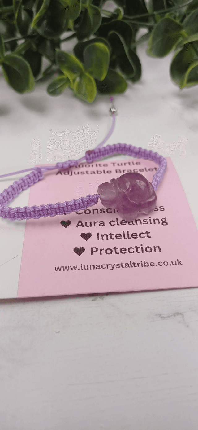 Fluorite Turtle Adjustable Bracelet
