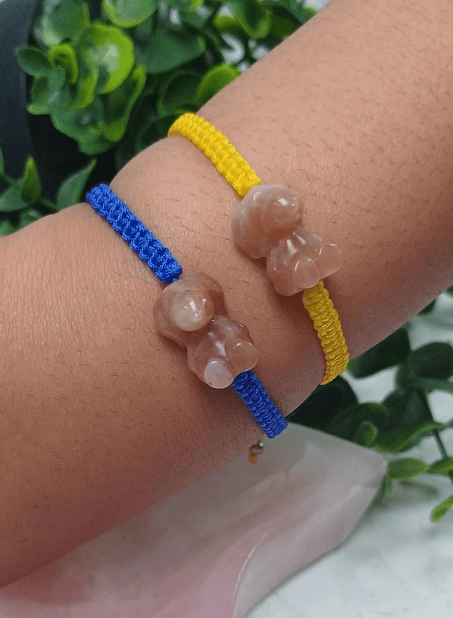 Snoopy Peach Moonstone Adjustable Bracelet